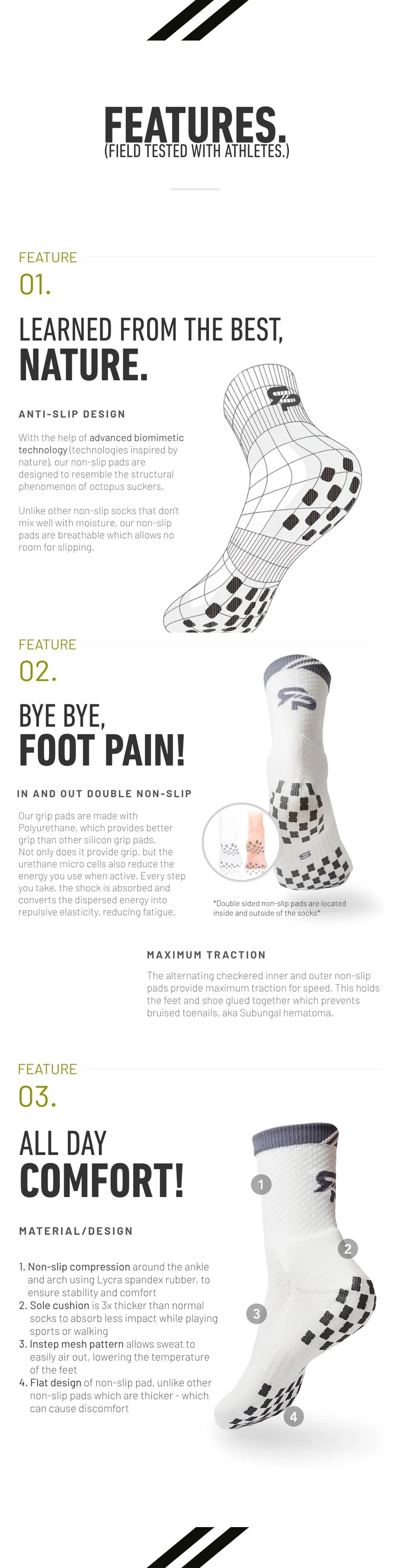NEW! RTP ULTRAGRIP V2 Dual sided Non-slip Technology Ankle Socks