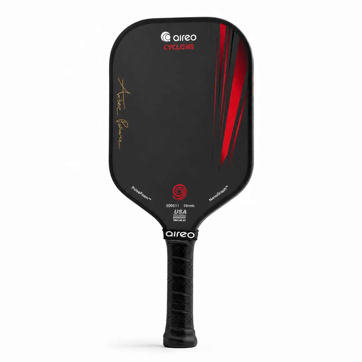 AIREO Cyclone AP Signature Edition USAP PBCoR .43 Certified 16mm Pickleball Paddle – NanoGraph Grit Surface With PulseFoam™ Power Core For Pro-Level Performance - Unlimited Pickleball