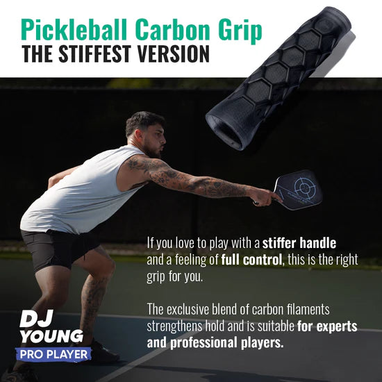 Pickleball Carbon Grip - 5.25 Inches Long - Stiff Feel - Charcoal