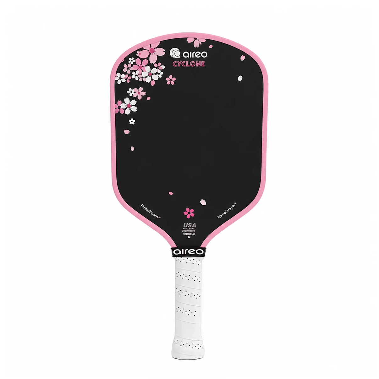 Cherry Blossom Hybrid USAP PBCoR .43 Certified AIREO Cyclone 16mm Pickleball Paddle – NanoGraph Grit Surface With PulseFoam™ Power Core For Pro-Level Performance - Unlimited Pickleball