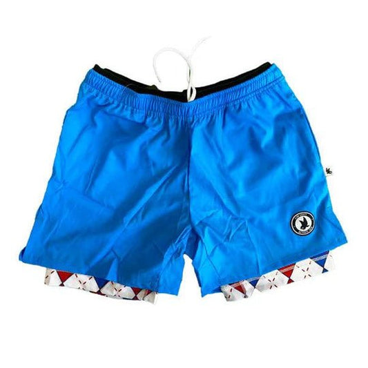 Mens 2-1 Compression Blue/Argyle Pickleball 7" Shorts - Unlimited Pickleball Zone