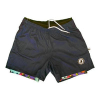 Mens 2-1 Compression Navy/Neon Motley Pickleball 7" Shorts - Unlimited Pickleball Zone