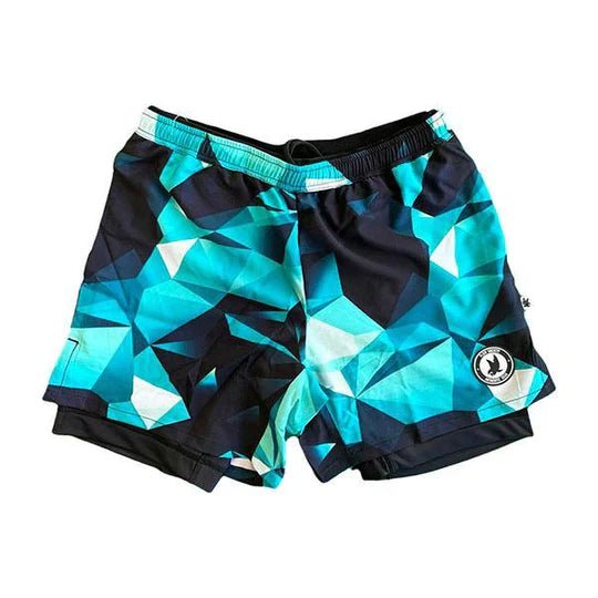Mens Turquoise Diamond Geo 2-1 Compression 7" Short - Unlimited Pickleball Zone