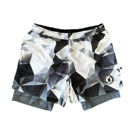 Mens White Diamond Geo 2-1 Compression 7" Short - Unlimited Pickleball Zone